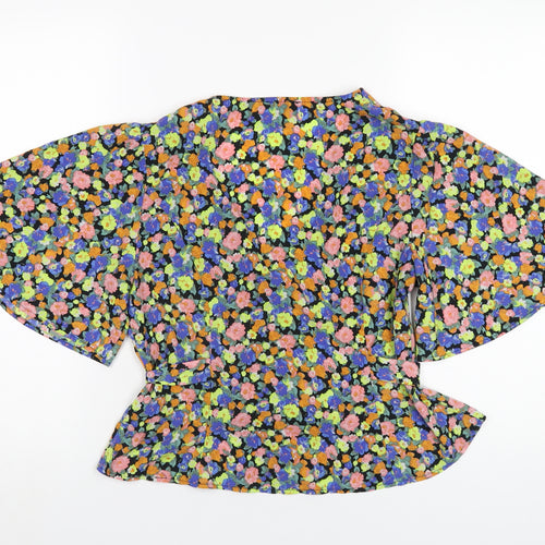 ASOS Womens Multicoloured Floral Polyester Basic Blouse Size 12 V-Neck