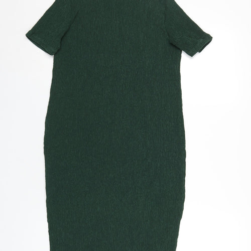 Marks and Spencer Womens Green Polyester T-Shirt Dress Size 12 Mock Neck Pullover