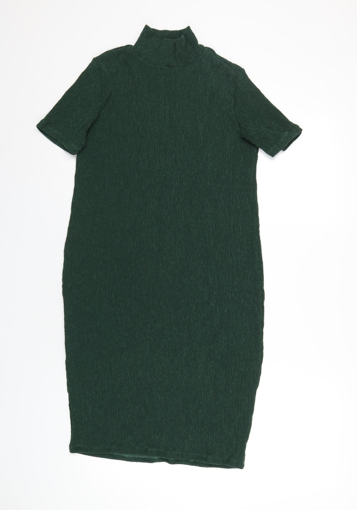 Marks and Spencer Womens Green Polyester T-Shirt Dress Size 12 Mock Neck Pullover