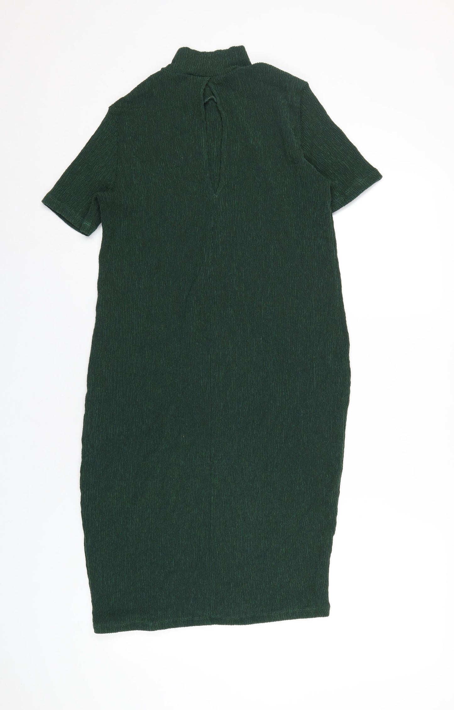 Marks and Spencer Womens Green Polyester T-Shirt Dress Size 12 Mock Neck Pullover