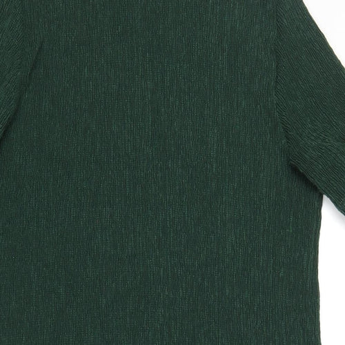 Marks and Spencer Womens Green Polyester T-Shirt Dress Size 12 Mock Neck Pullover