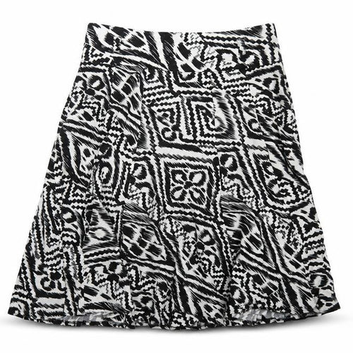 New Look Womens Black Geometric Viscose A-Line Skirt Size 12 Zip