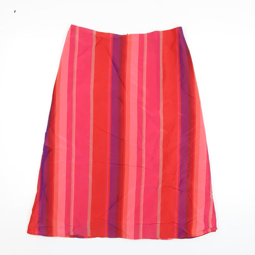 French Connection Womens Multicoloured Striped Acetate A-Line Skirt Size 10 Zip