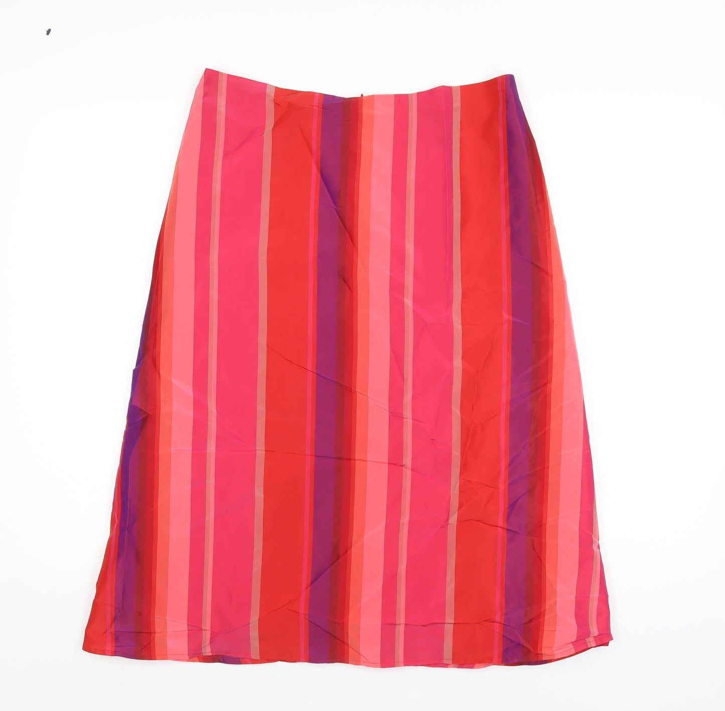 French Connection Womens Multicoloured Striped Acetate A-Line Skirt Size 10 Zip