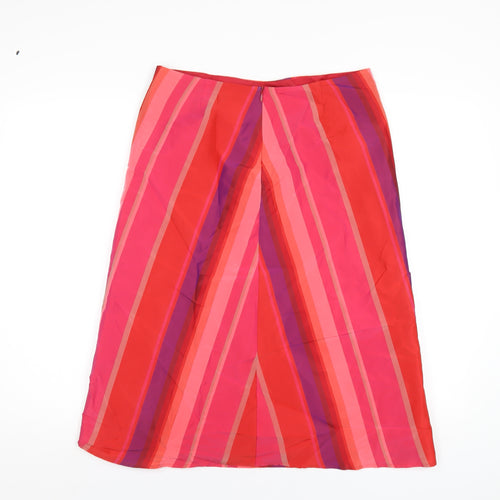 French Connection Womens Multicoloured Striped Acetate A-Line Skirt Size 10 Zip