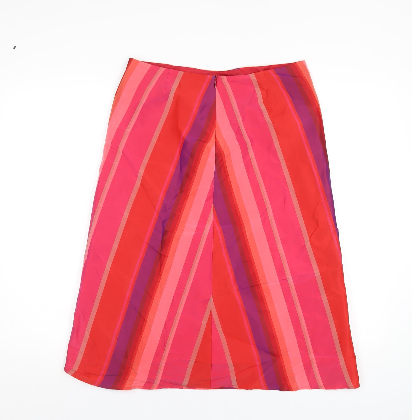 French Connection Womens Multicoloured Striped Acetate A-Line Skirt Size 10 Zip