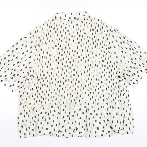 Marks and Spencer Womens Ivory Polka Dot Polyester Basic Button-Up Size 22 Collared