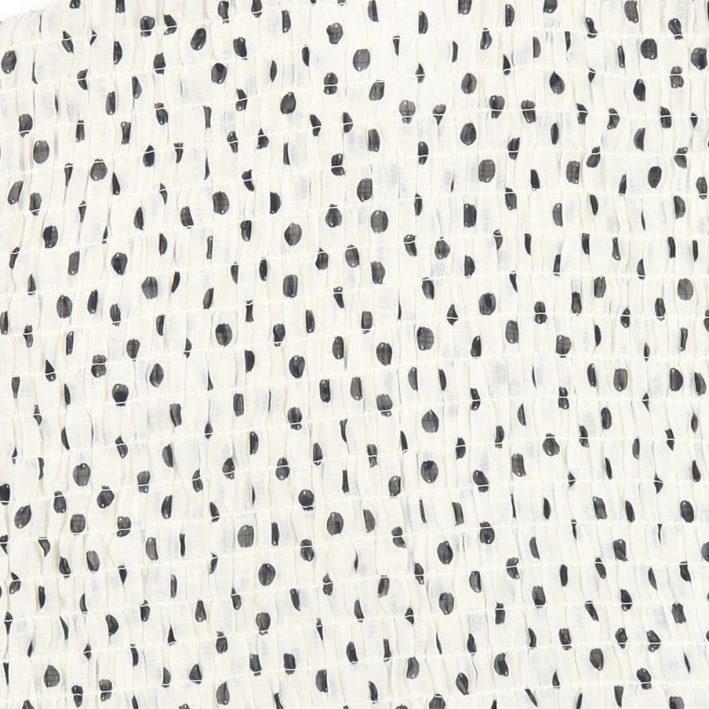 Marks and Spencer Womens Ivory Polka Dot Polyester Basic Button-Up Size 22 Collared