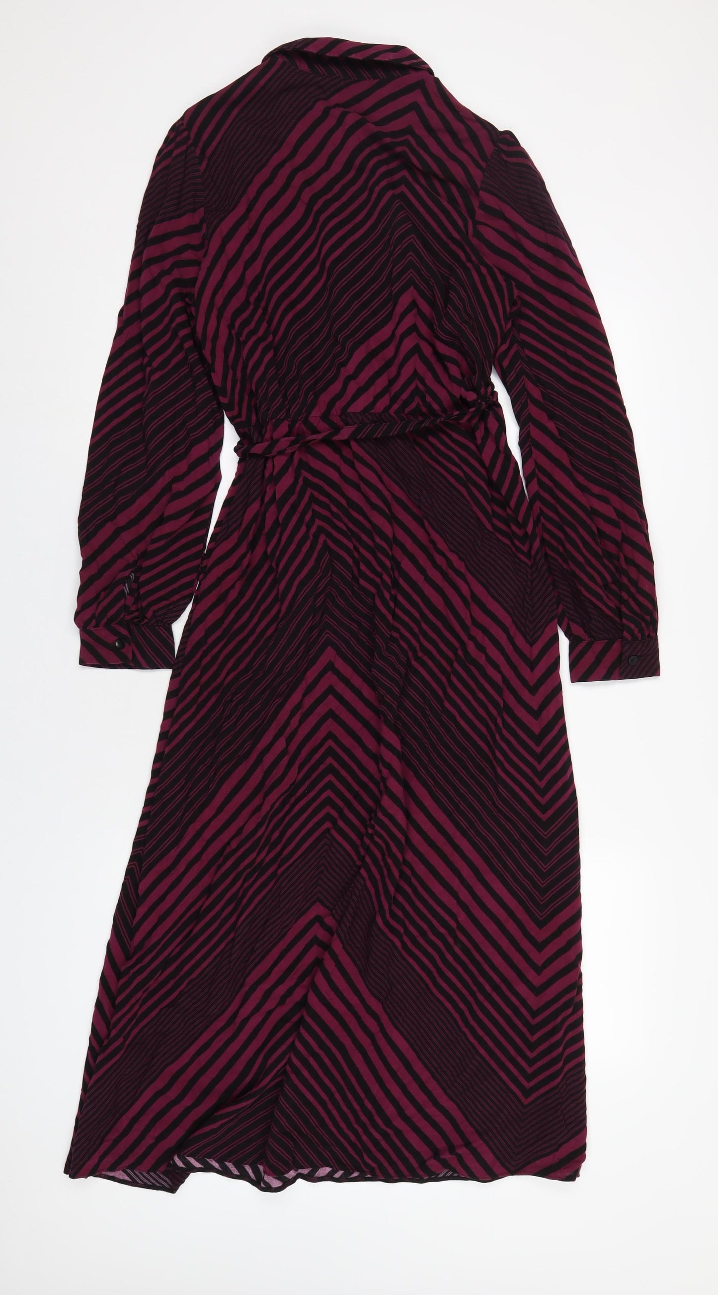 New Look Womens Purple Geometric Viscose Shirt Dress Size 12 Collared Button