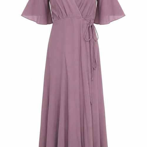 Boohoo Womens Purple Polyester Wrap Dress Size 10 V-Neck Tie