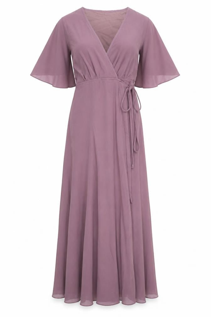 Boohoo Womens Purple Polyester Wrap Dress Size 10 V-Neck Tie