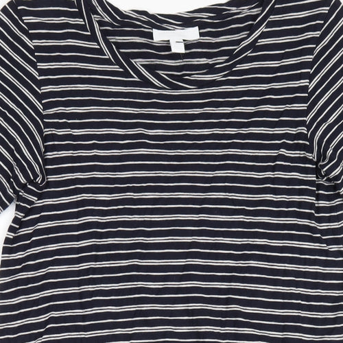 White Label Womens Blue Striped Cotton T-Shirt Dress Size 8 Round Neck Pullover