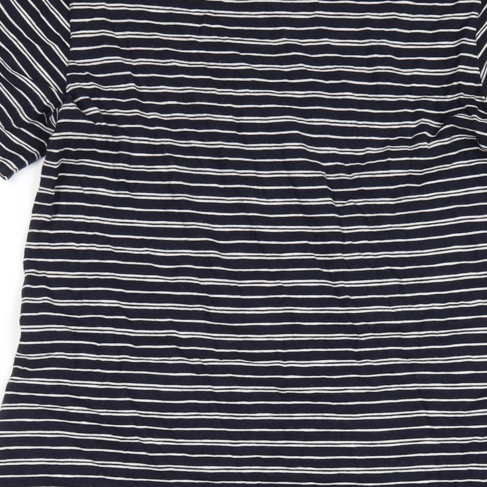 White Label Womens Blue Striped Cotton T-Shirt Dress Size 8 Round Neck Pullover