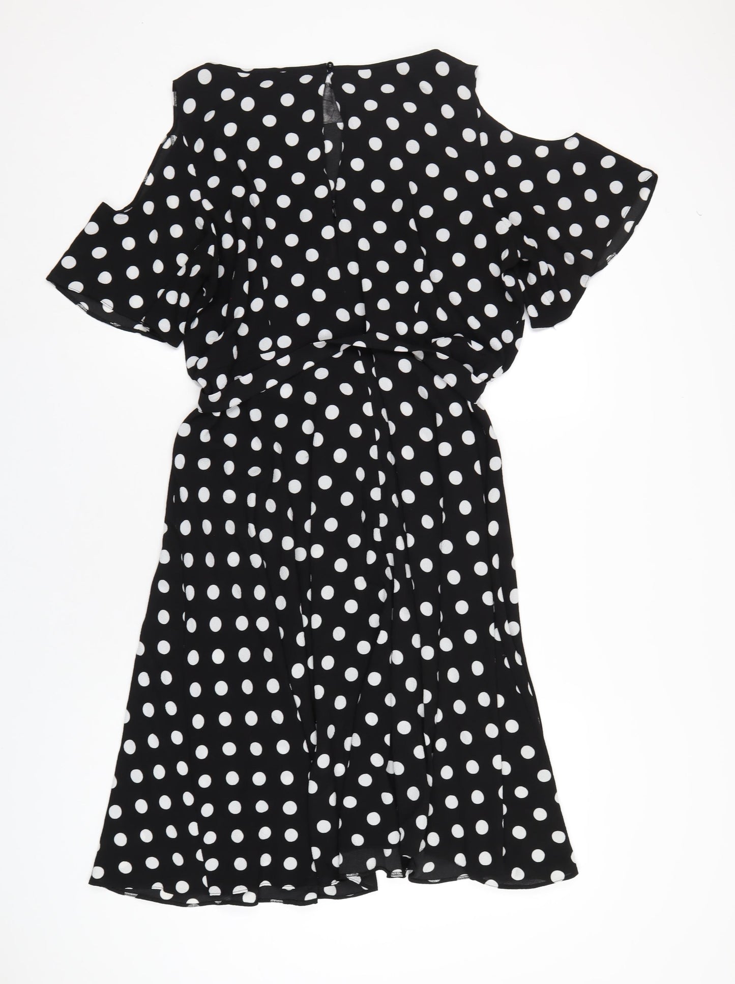 M&Co Womens Black Polka Dot Polyester A-Line Size 20 Roll Neck Zip