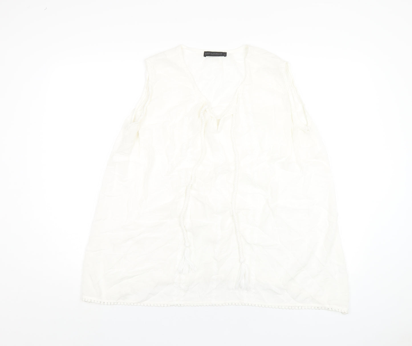 Just Elegance Womens White Viscose Basic Tank Size 16 V-Neck