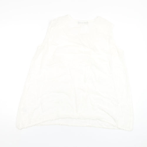 Just Elegance Womens White Viscose Basic Tank Size 16 V-Neck