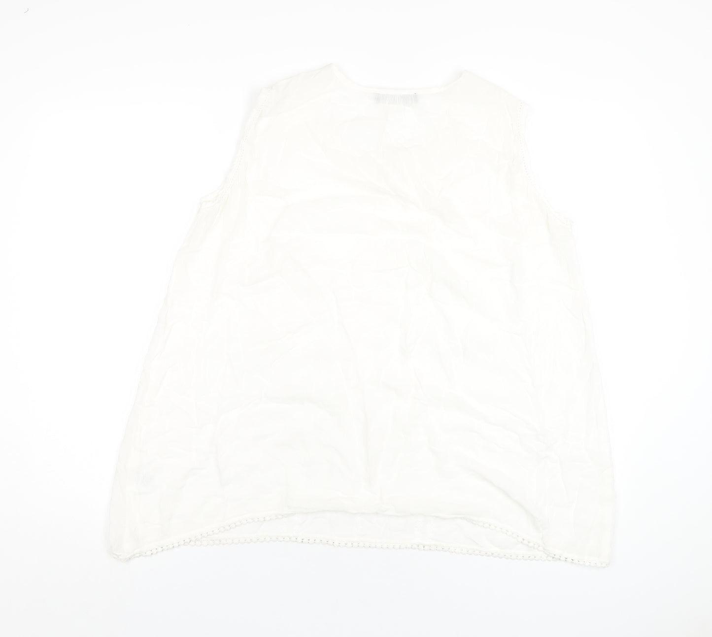 Just Elegance Womens White Viscose Basic Tank Size 16 V-Neck