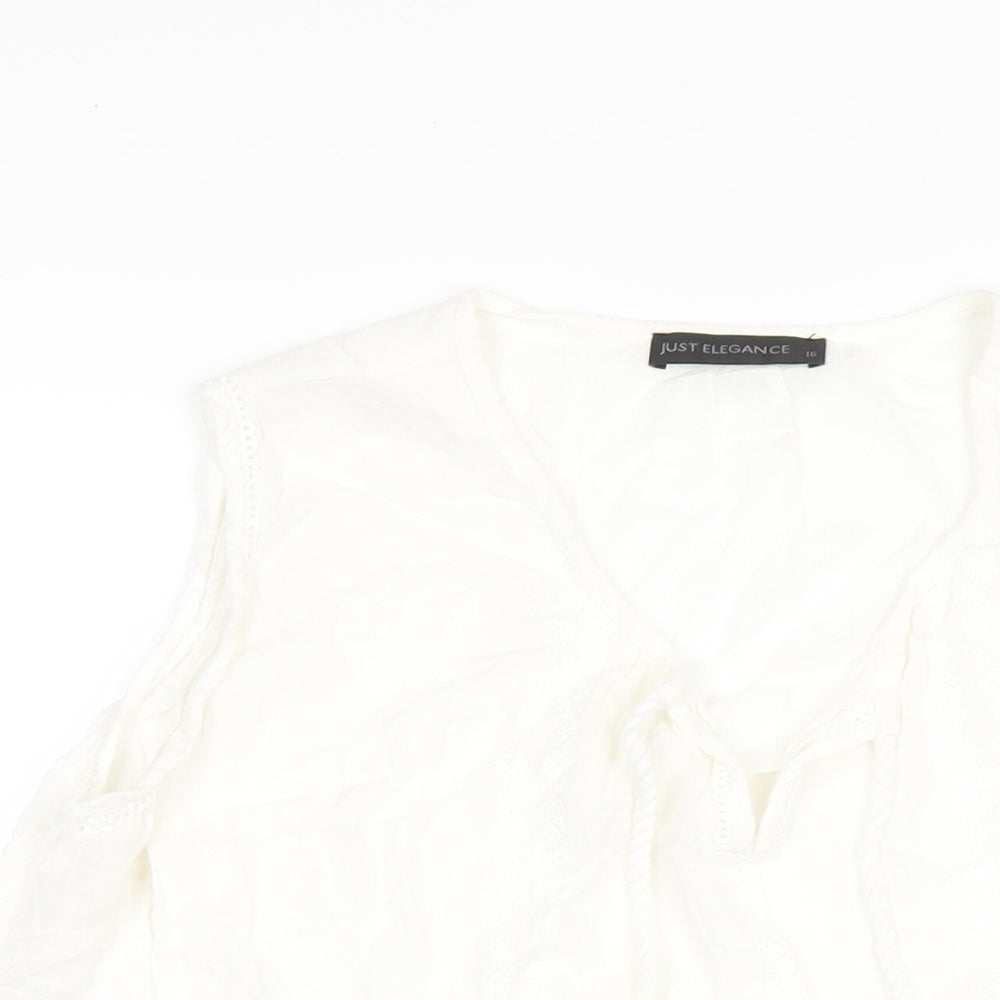 Just Elegance Womens White Viscose Basic Tank Size 16 V-Neck