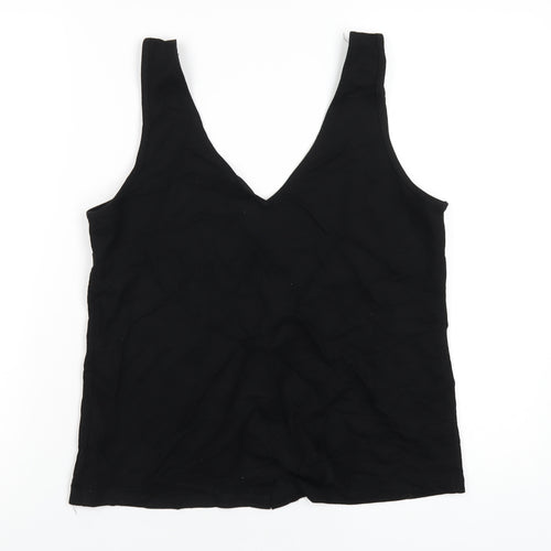 Warehouse Womens Black Viscose Basic Tank Size 12 V-Neck