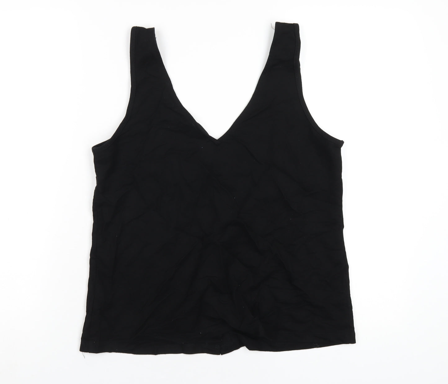 Warehouse Womens Black Viscose Basic Tank Size 12 V-Neck