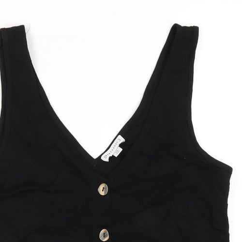 Warehouse Womens Black Viscose Basic Tank Size 12 V-Neck