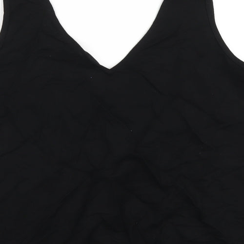 Warehouse Womens Black Viscose Basic Tank Size 12 V-Neck