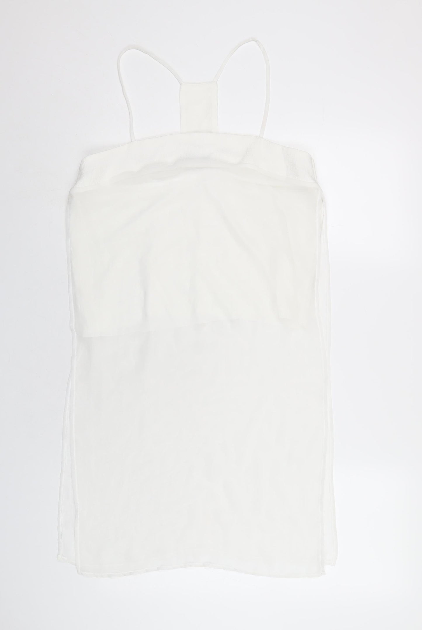 Zara Womens White Polyester Camisole T-Shirt Size L Square Neck