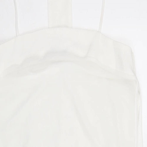 Zara Womens White Polyester Camisole T-Shirt Size L Square Neck