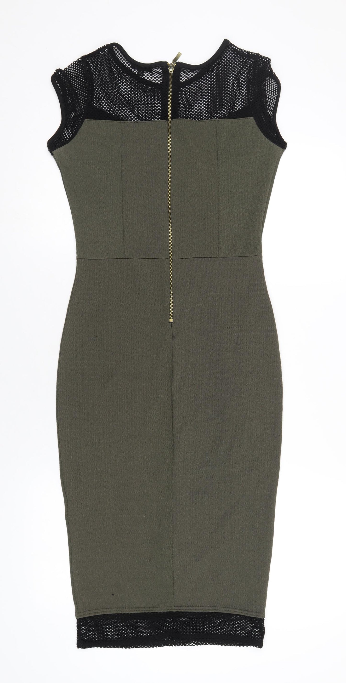 River Island Womens Green Polyester Bodycon Size 10 Round Neck Zip