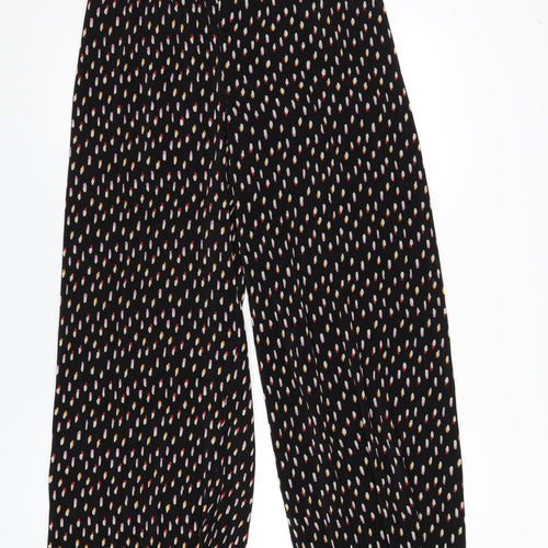 Simply Be Womens Black Geometric Polyester Trousers Size 14 L32 in Regular