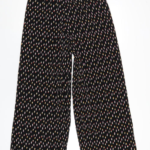 Simply Be Womens Black Geometric Polyester Trousers Size 14 L32 in Regular