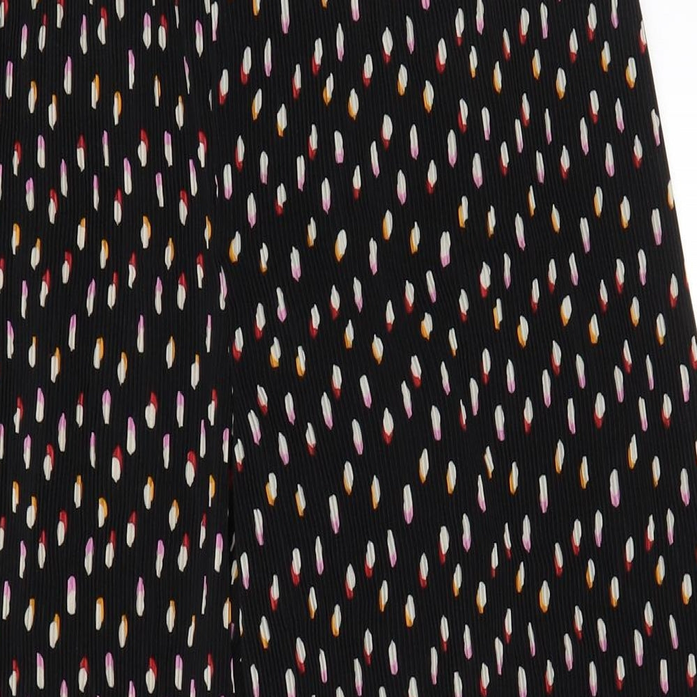 Simply Be Womens Black Geometric Polyester Trousers Size 14 L32 in Regular