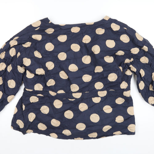 ASOS Womens Blue Polka Dot Cotton Basic T-Shirt Size 16 V-Neck