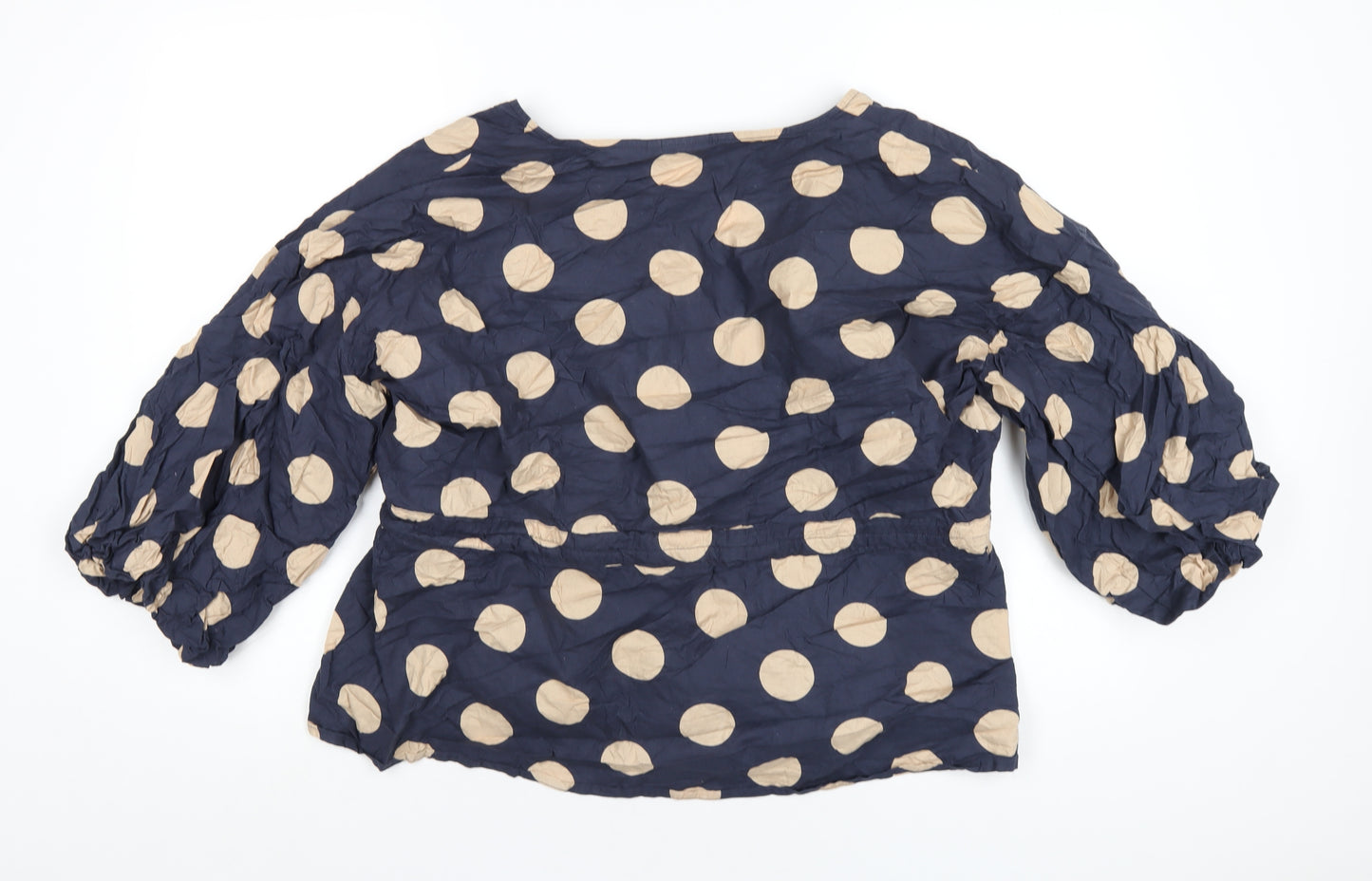 ASOS Womens Blue Polka Dot Cotton Basic T-Shirt Size 16 V-Neck