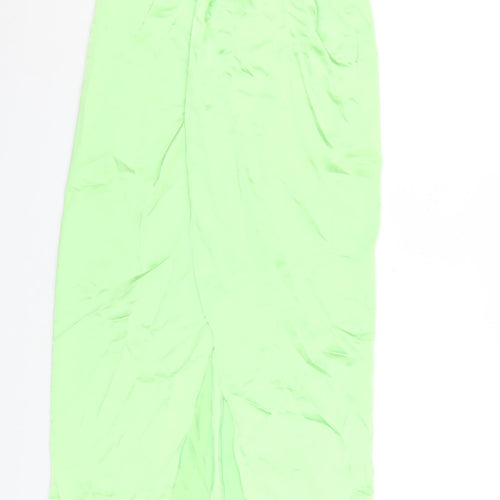 Zara Womens Green Polyester A-Line Skirt Size XS Zip