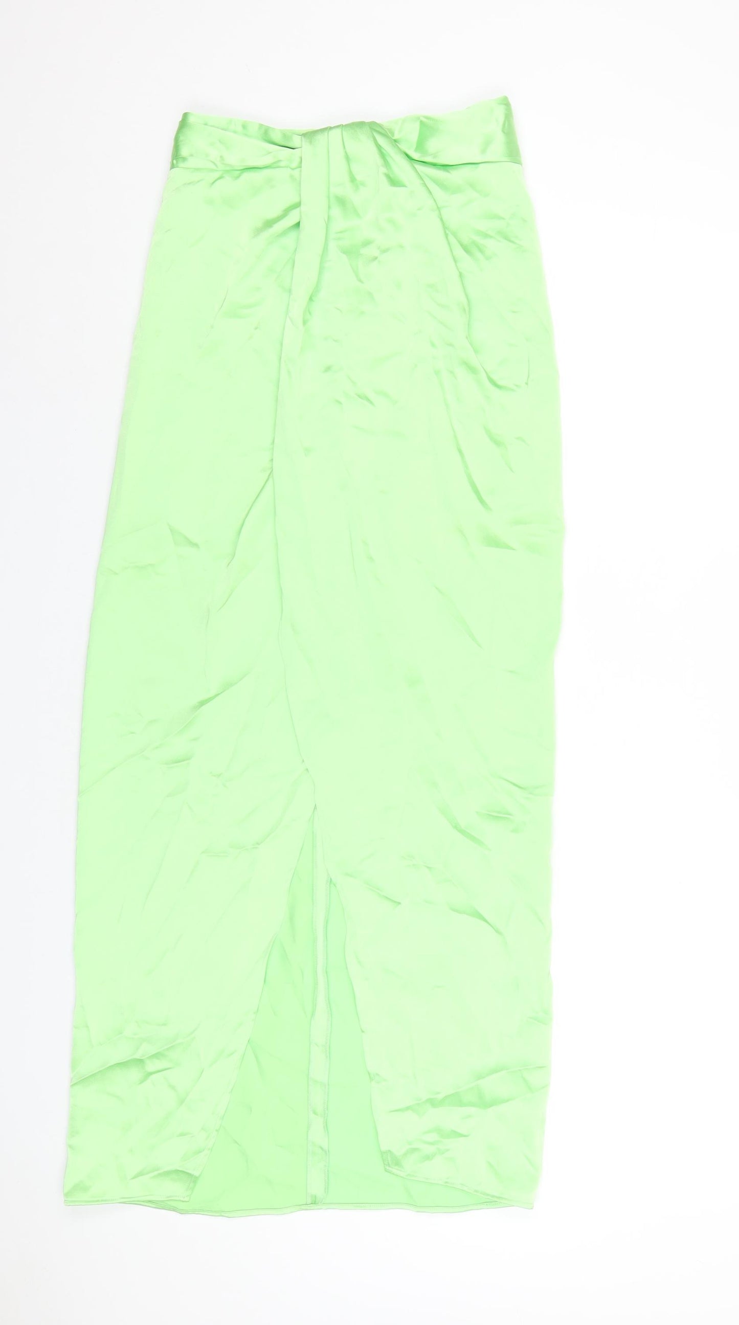 Zara Womens Green Polyester A-Line Skirt Size XS Zip