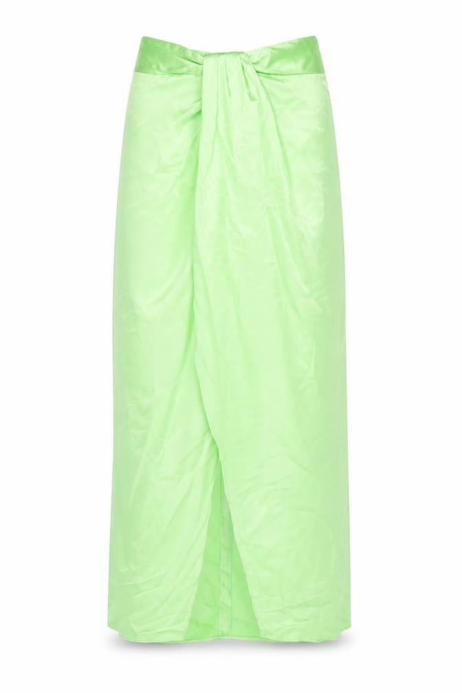 Front view of Zara women’s green polyester a-line skirt, size XS, zip