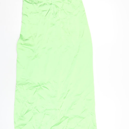 Zara Womens Green Polyester A-Line Skirt Size XS Zip