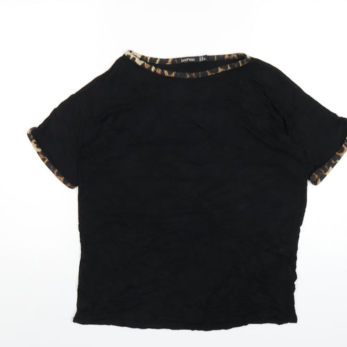 Boohoo Womens Black Viscose Basic T-Shirt Size 14 Round Neck