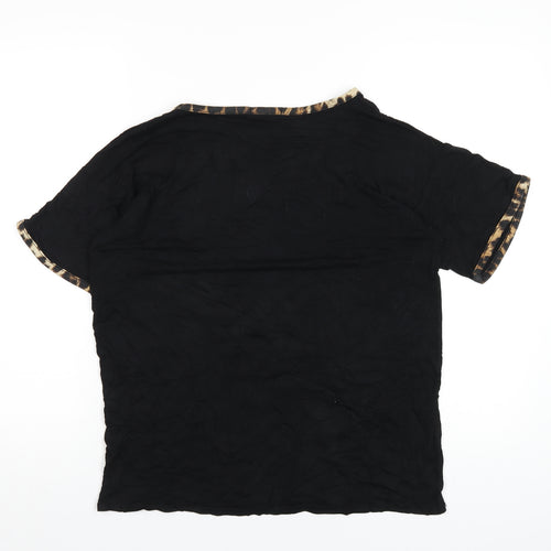 Boohoo Womens Black Viscose Basic T-Shirt Size 14 Round Neck