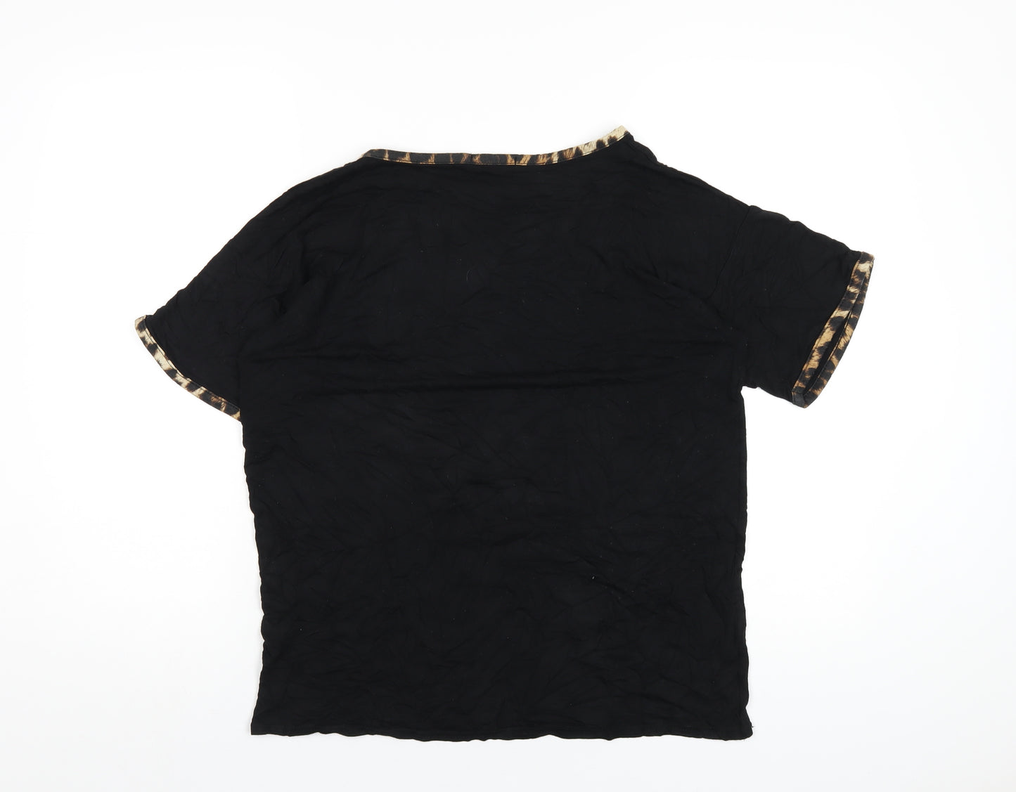 Boohoo Womens Black Viscose Basic T-Shirt Size 14 Round Neck