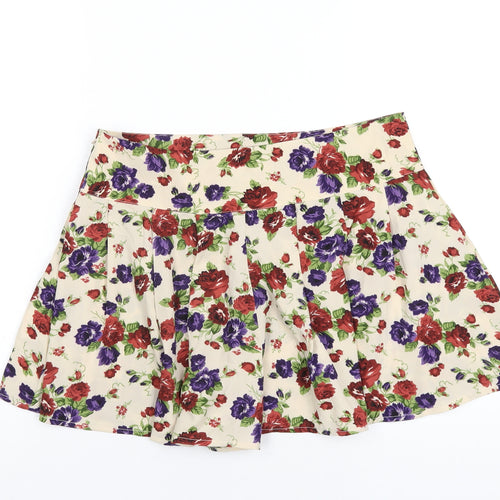 Influence Womens Ivory Floral Polyester Skort Skirt Size 12 Zip