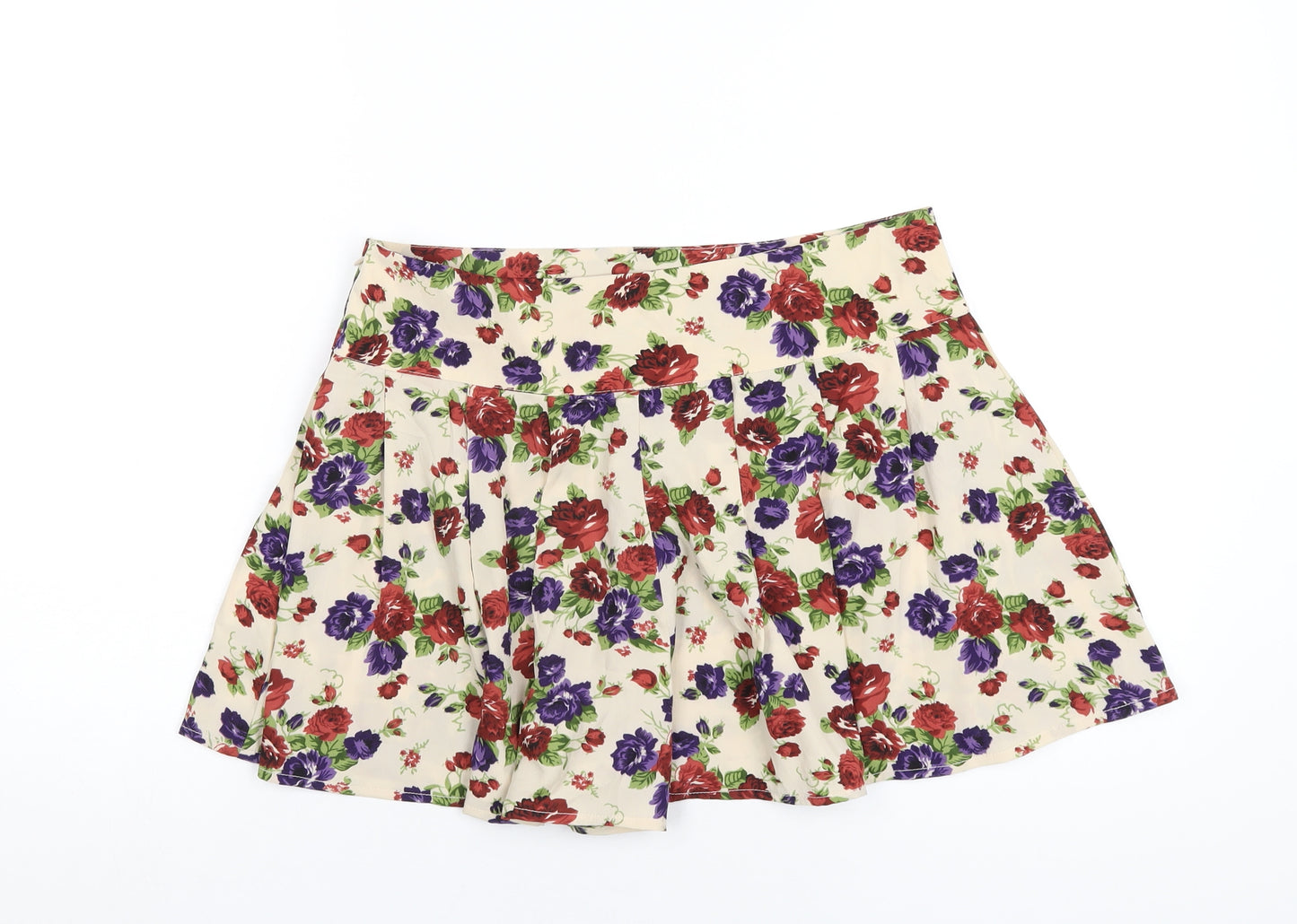 Influence Womens Ivory Floral Polyester Skort Skirt Size 12 Zip