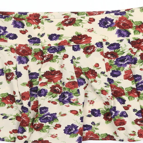 Influence Womens Ivory Floral Polyester Skort Skirt Size 12 Zip