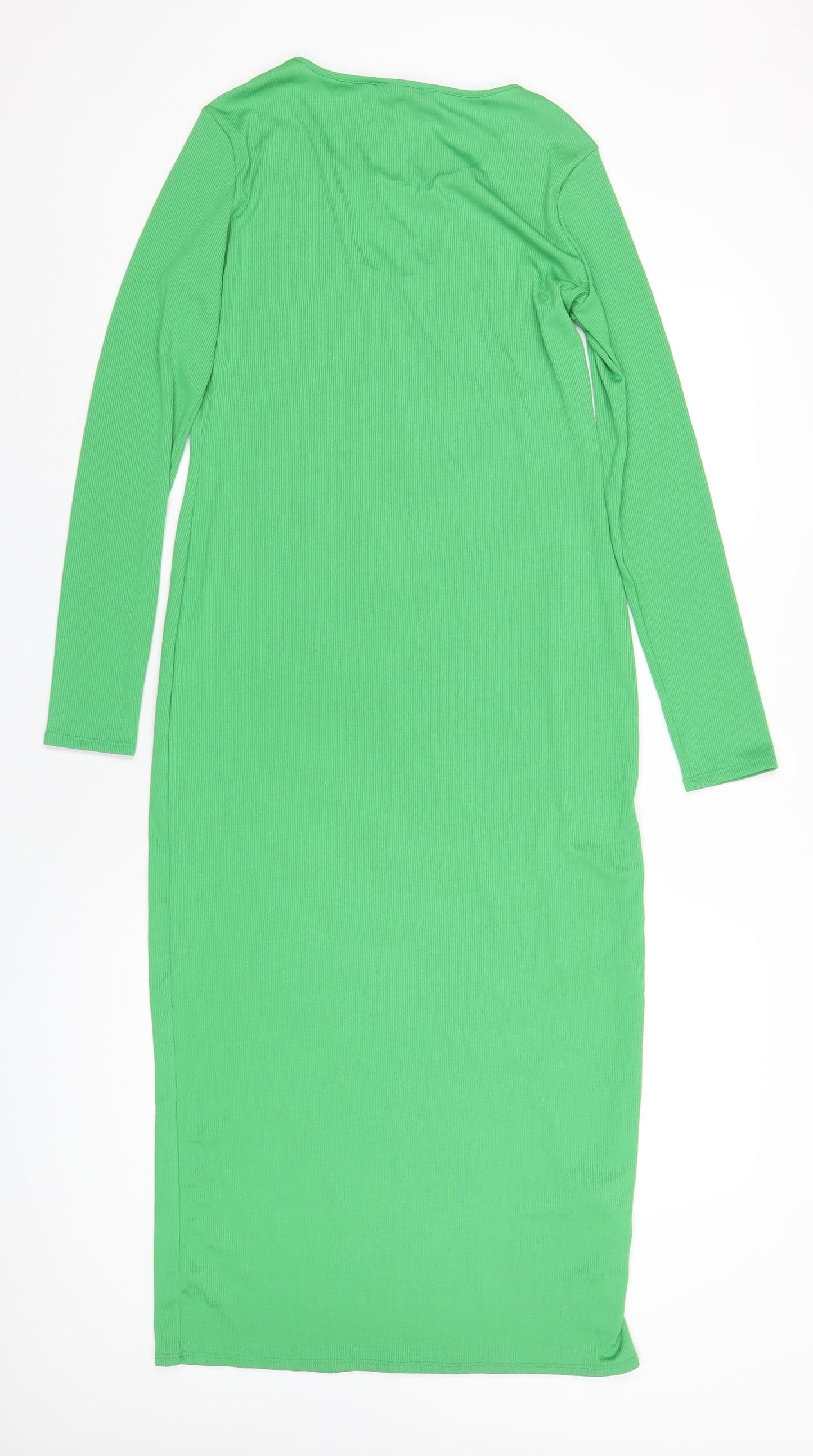 New Look Womens Green Polyester Bodycon Size 14 Round Neck Pullover