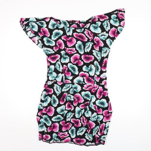 ASOS Womens Multicoloured Geometric Viscose A-Line Size 12 Round Neck Zip