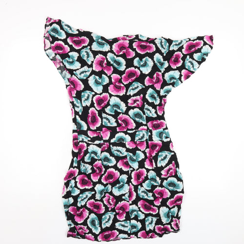 ASOS Womens Multicoloured Geometric Viscose A-Line Size 12 Round Neck Zip