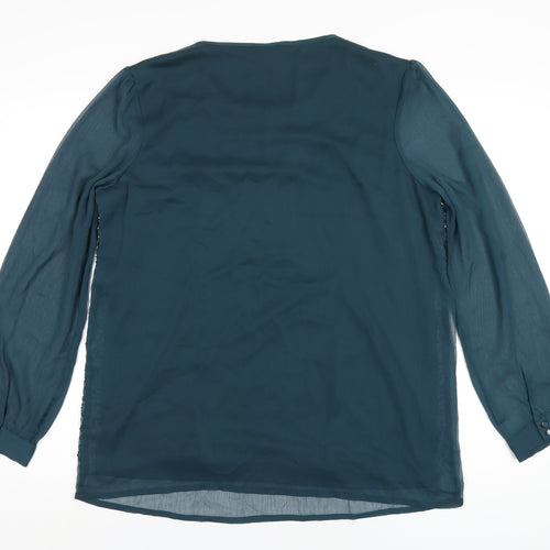 Cotton Traders Womens Green Polyester Basic Polo Size 16 Round Neck - Beaded