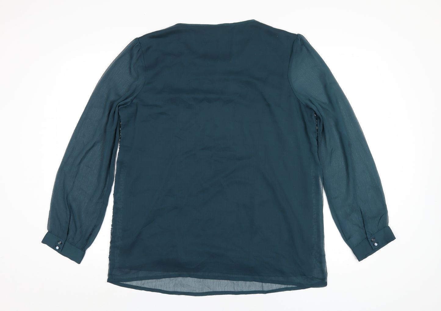 Cotton Traders Womens Green Polyester Basic Polo Size 16 Round Neck - Beaded