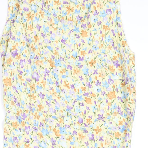 NEXT Womens Yellow Floral Viscose Tank Dress Size 8 Round Neck Zip